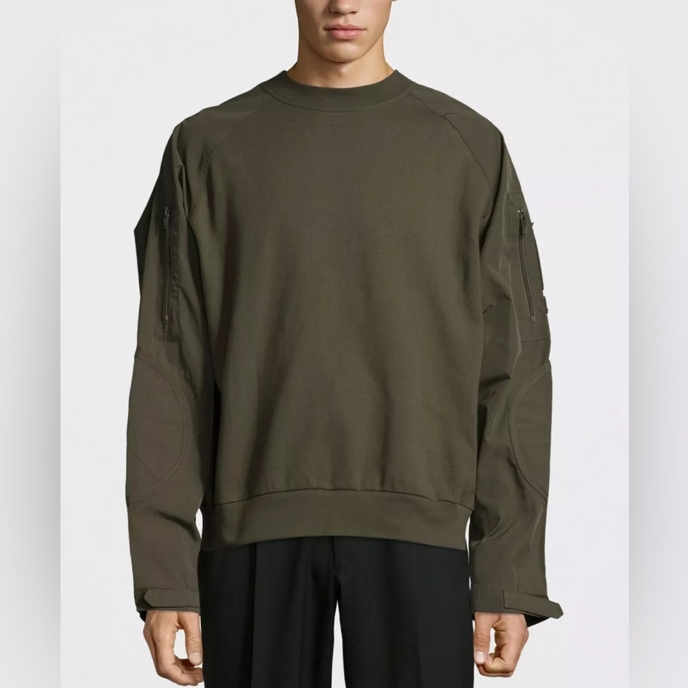 Mens Alexander Wang Fleece Army Dark Green Khaki Sweatshirt L ($800 value)